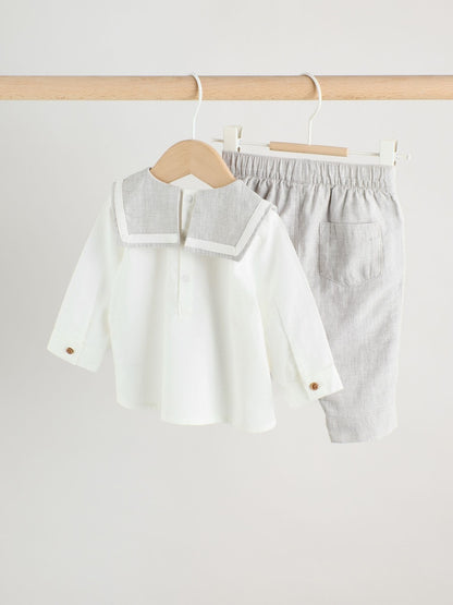 Grey/White Shirt and Trousers Baby Set (0mths-3yrs)