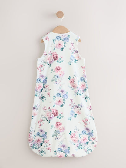 White Floral 1 Tog Sleeveless Baby Sleep Bag