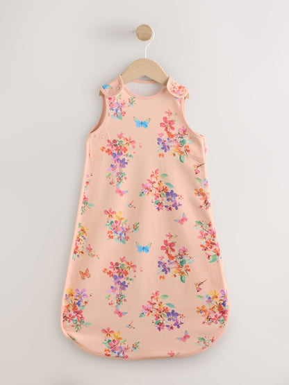 Pink Peach Floral 0.5 Tog Sleeveless Baby Sleep Bag