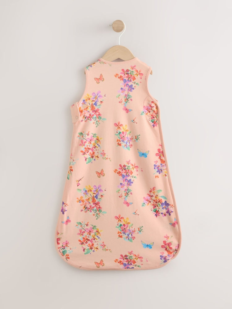 Pink Peach Floral 0.5 Tog Sleeveless Baby Sleep Bag