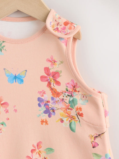 Pink Peach Floral 0.5 Tog Sleeveless Baby Sleep Bag