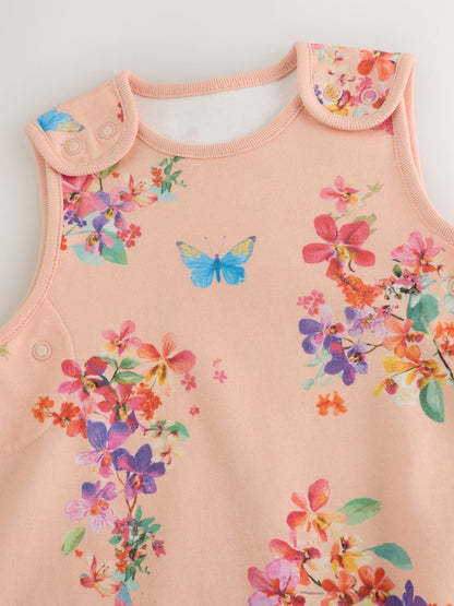 Pink Peach Floral 0.5 Tog Sleeveless Baby Sleep Bag