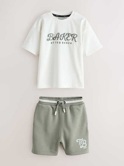 Baker by Ted Baker Green Varsity Jacket, T-Shirt and Shorts Set - Size 6 - 9 Months (68 - 74cm)