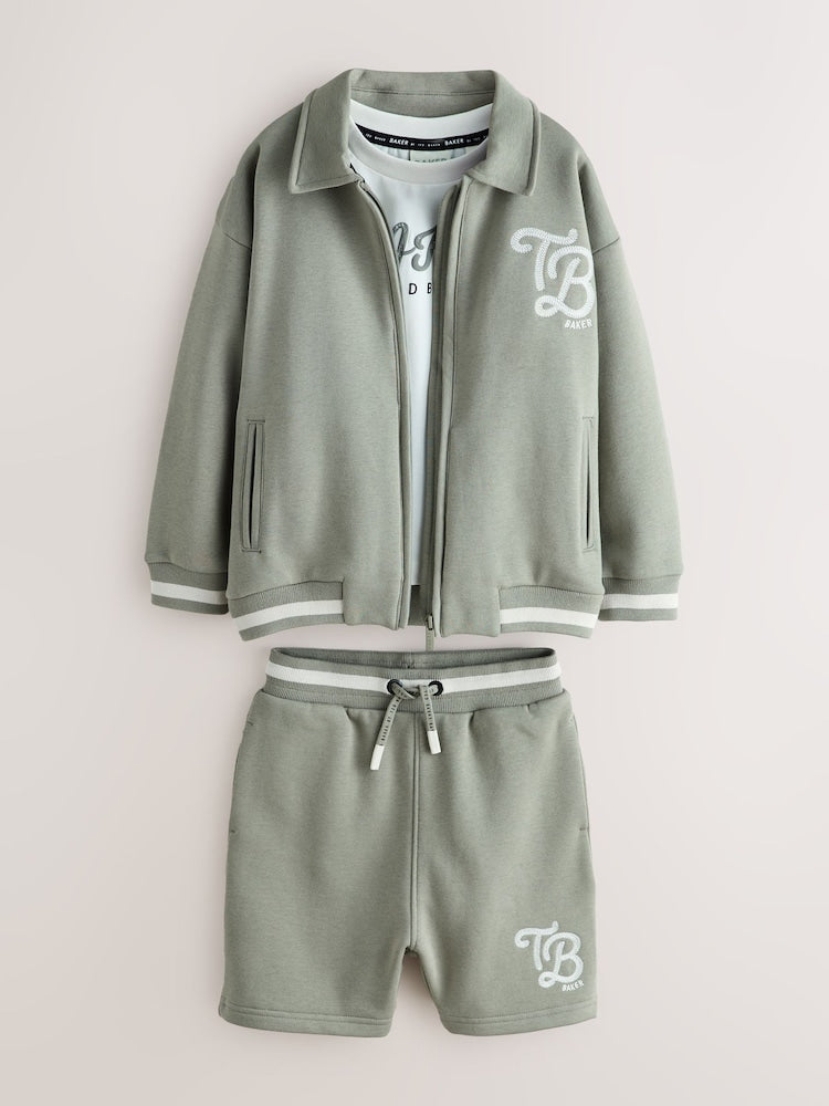 Baker by Ted Baker Green Varsity Jacket, T-Shirt and Shorts Set - Size 6 - 9 Months (68 - 74cm)