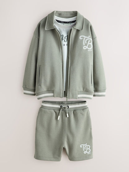 Baker by Ted Baker Green Varsity Jacket, T-Shirt and Shorts Set - Size 6 - 9 Months (68 - 74cm)