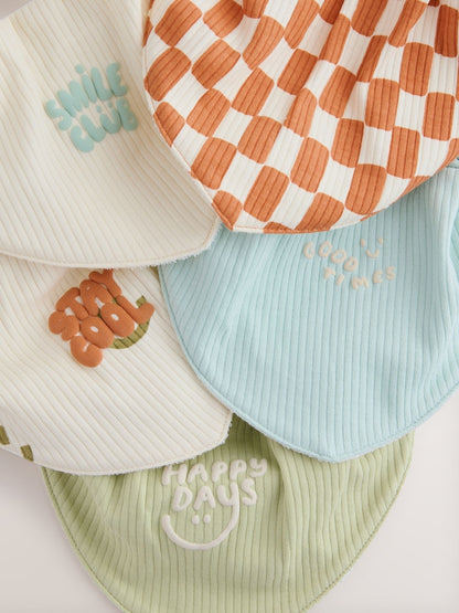 Green/Orange Baby Bibs 5 Pack