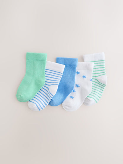 Green baby socks 5 pack (0mths-2yrs) - Size 50cm (First Size)