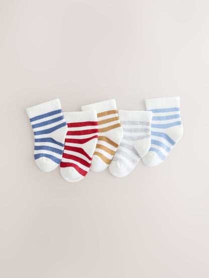 Blue/White Socks 5 pack - Size 50cm (First Size) - Blue/White