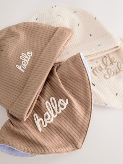 Neutral Milk Club Baby Hat &amp; Bib Set (0-12mths) - Size 5lb