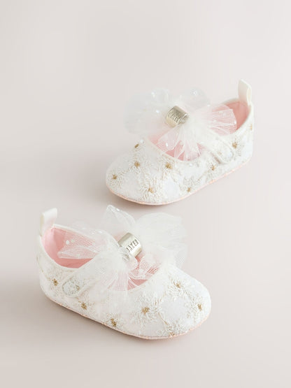 Baker by Ted Baker Baby Occasion Corsage Mary Jane Padder Shoes - Size Up To 3 Months (50 - 62cm) - White