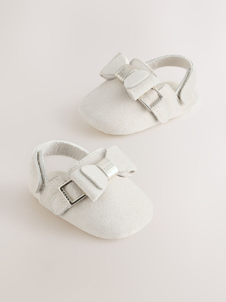 Baker by Ted Baker Baby Mule Clog Bow Padders Sandals - Natural / Up To 3 Months (50 - 62cm)
