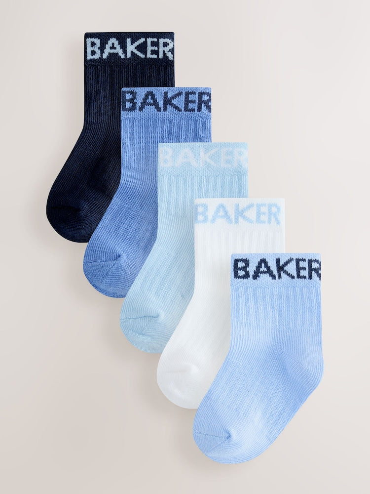 Baker by Ted Baker Baby Socks 5 Pack - Size Up To 3 Months (50 - 62cm) - Multi Blue