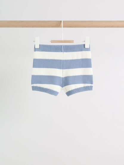 Blue Nautical Stripe Knitted Top and Shorts Baby Set (0mths-2yrs)