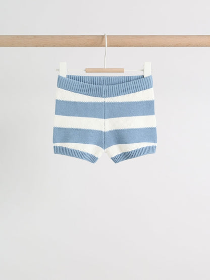 Blue Nautical Stripe Knitted Top and Shorts Baby Set (0mths-2yrs)