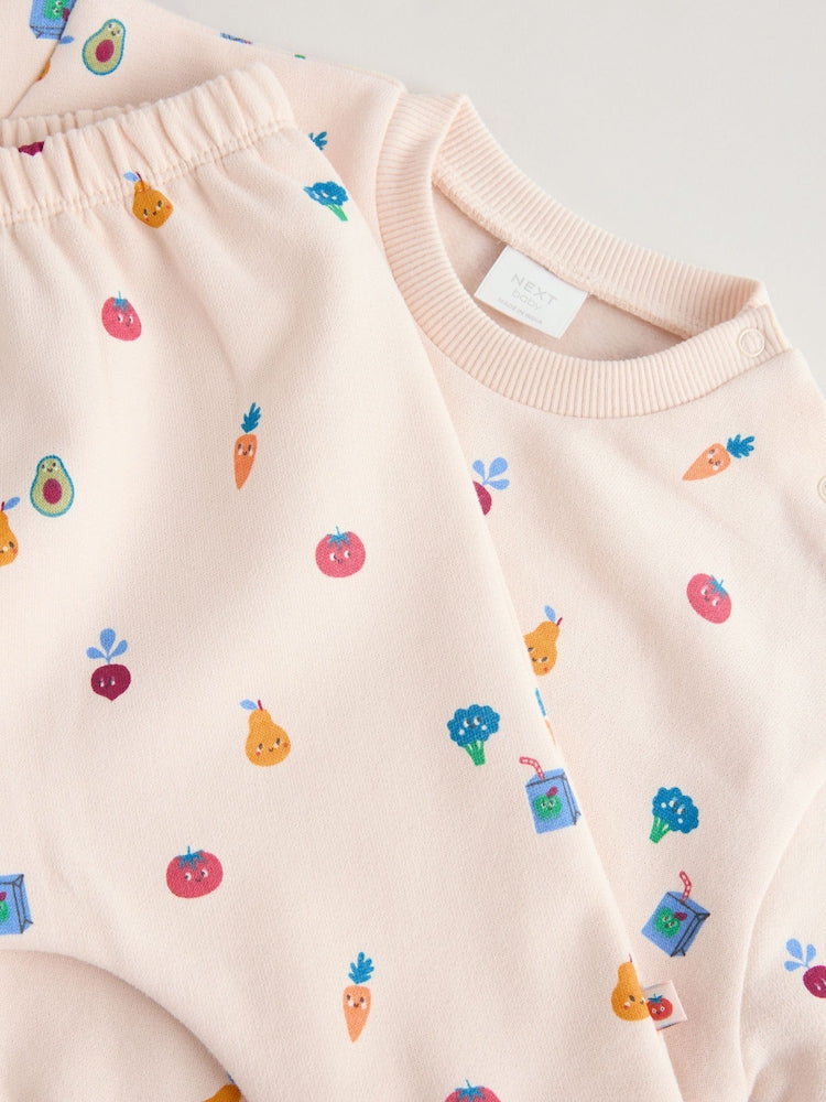 Bright Veg Print Sweat Top and Joggers Baby Set (0mths-2yrs) (0mths-2yrs) - Size Up to 1 Month (56cm)