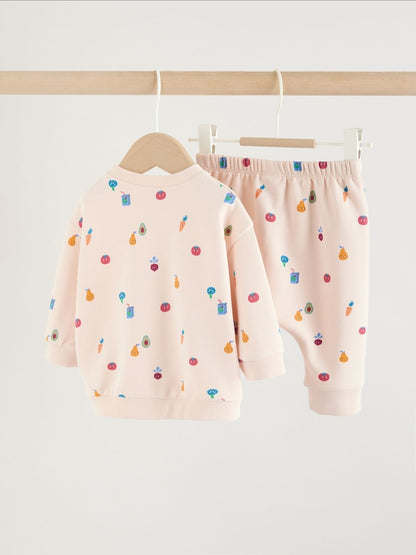 Bright Veg Print Sweat Top and Joggers Baby Set (0mths-2yrs) (0mths-2yrs) - Size Up to 1 Month (56cm)