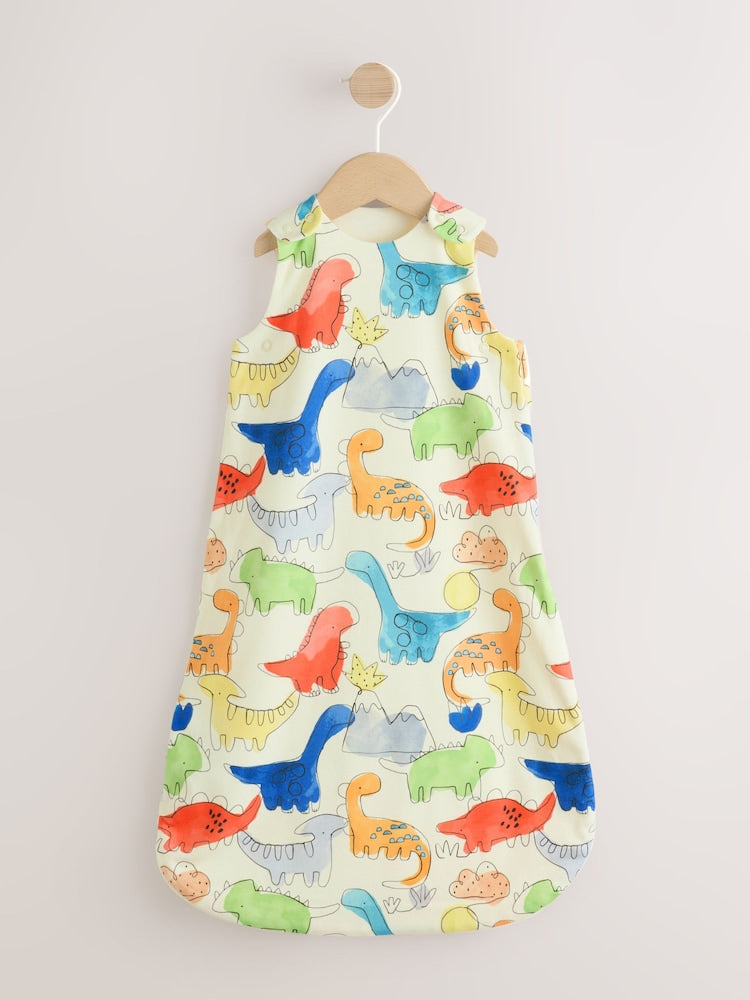 Blue Bright Dinosaurs 1 Tog Sleeveless Baby Sleep Bag