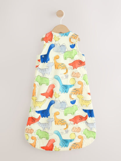 Blue Bright Dinosaurs 1 Tog Sleeveless Baby Sleep Bag