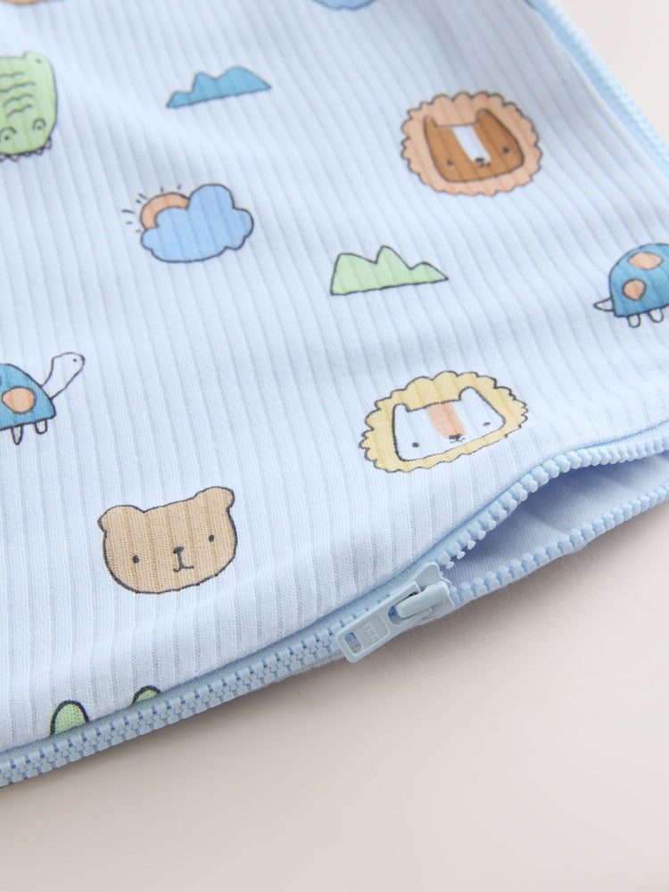 Blue Safari Animals 1 Tog Sleeveless Baby Sleep Bag