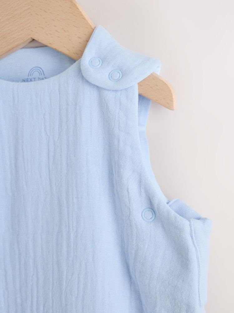 Blue Muslin 1 Tog Baby Sleep Bag