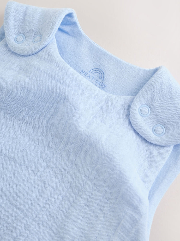 Blue Muslin 1 Tog Baby Sleep Bag