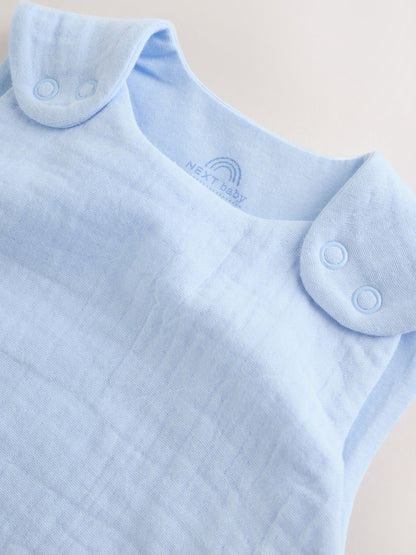 Blue Muslin 1 Tog Baby Sleep Bag