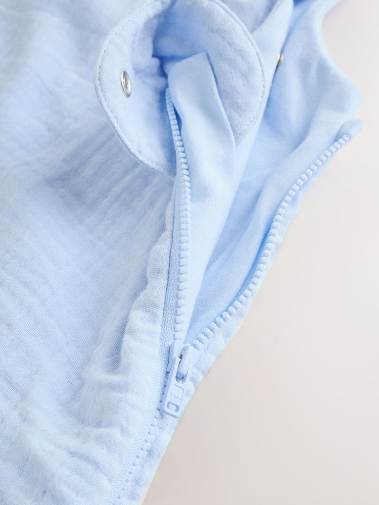 Blue Muslin 1 Tog Baby Sleep Bag