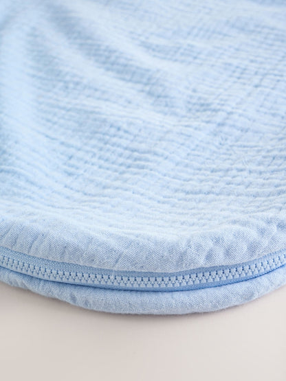 Blue Muslin 1 Tog Baby Sleep Bag