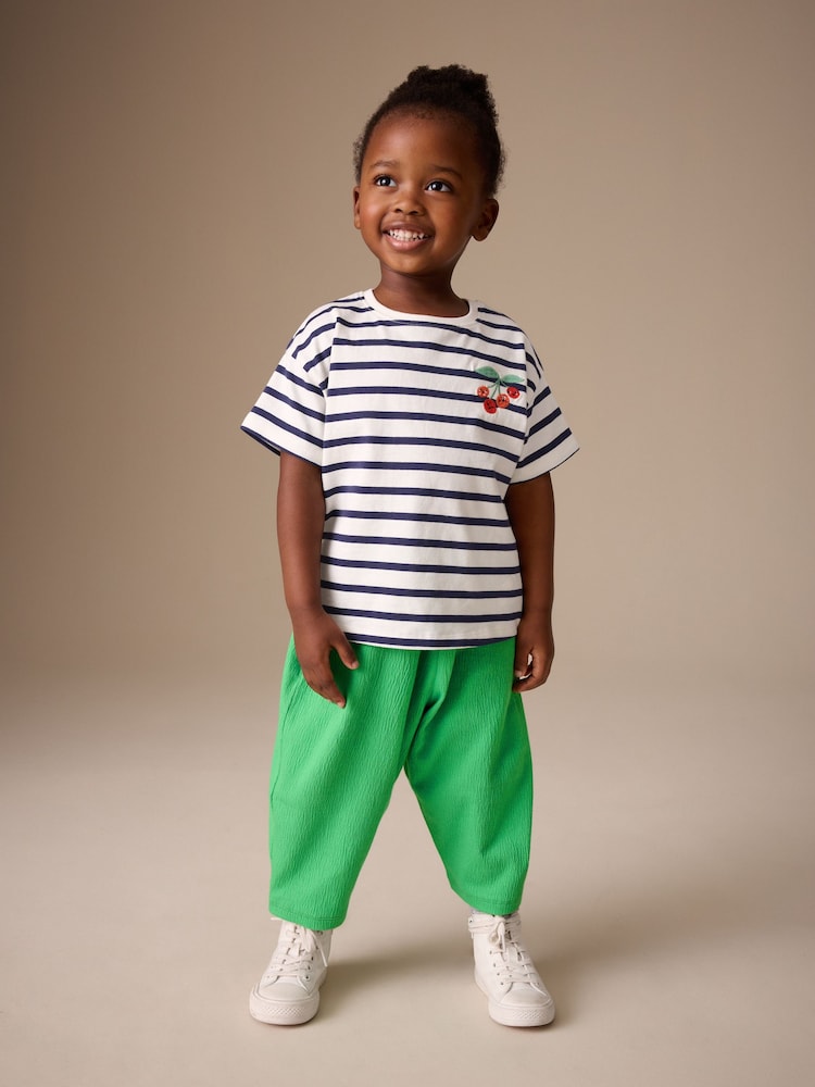 Green Textured Wide Leg Trousers (3mths-7yrs)