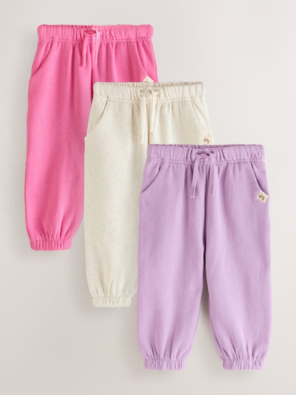 Pink/Lilac/Oatmeal 3 Pack Joggers Set (3mths-7yrs) - Size 3-6 Months (62-68cm) - Pink/Lilac/Oatmeal