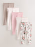 Pink Ribbed Leggings 5 Pack (3mths-7yrs)