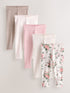 Pink Ribbed Leggings 5 Pack (3mths-7yrs) - Size 3-6 Months (62-68cm) - Option 1