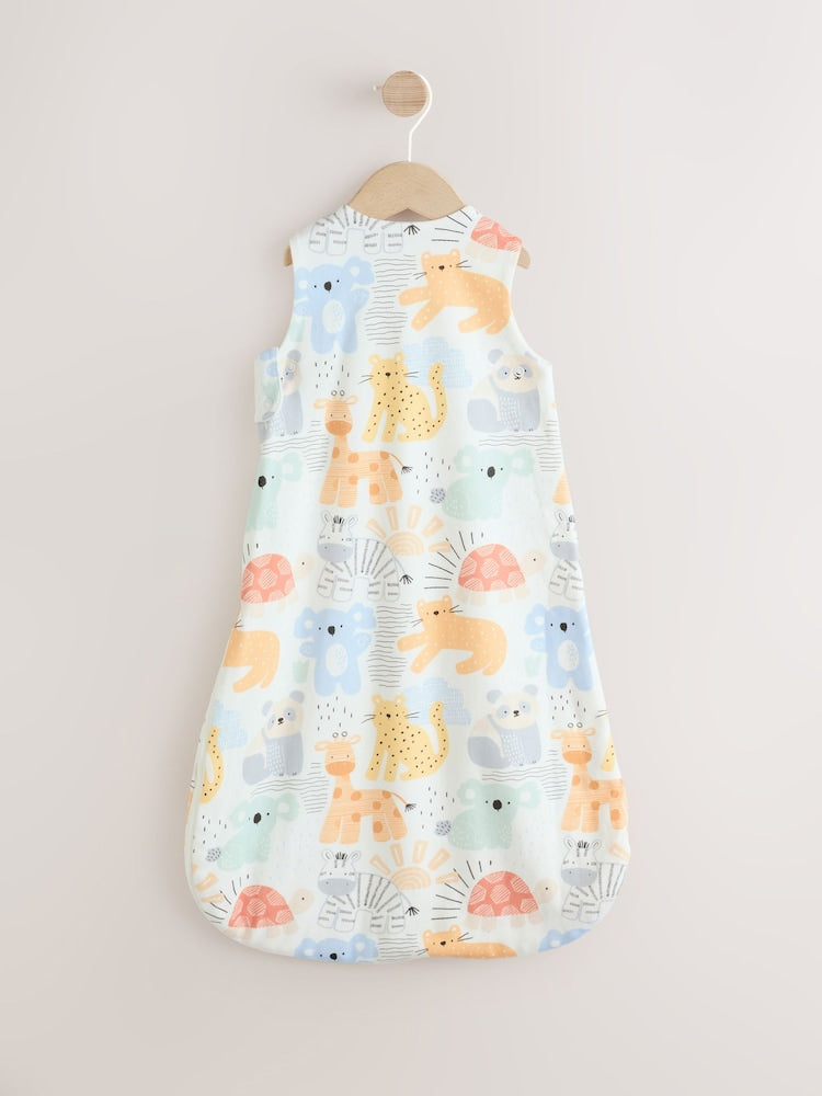 Neutral Safari Animals 1 Tog Sleeveless Baby Sleep Bag