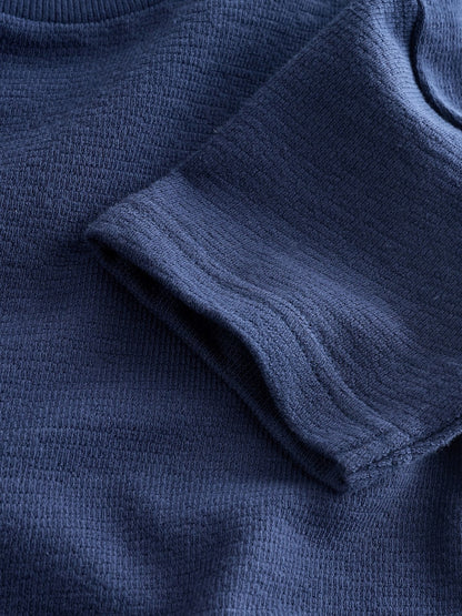 Navy Blue Short Sleeve Textured T-Shirt (3mths-7yrs)