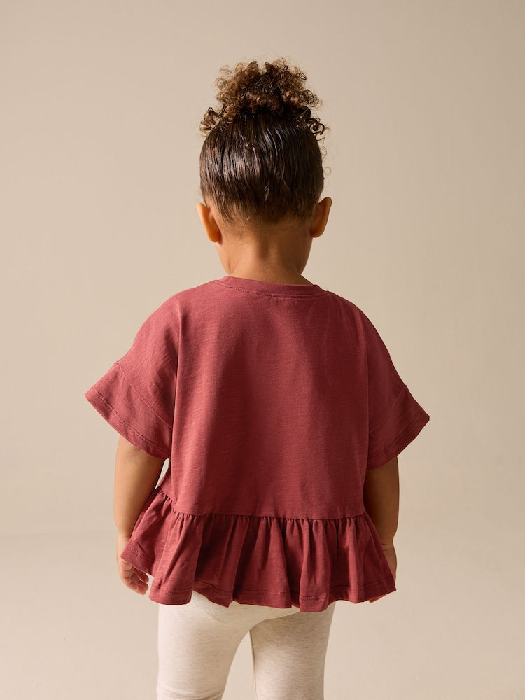 Rust Brown Short Sleeve Peplum T-Shirt (3mths-7yrs)