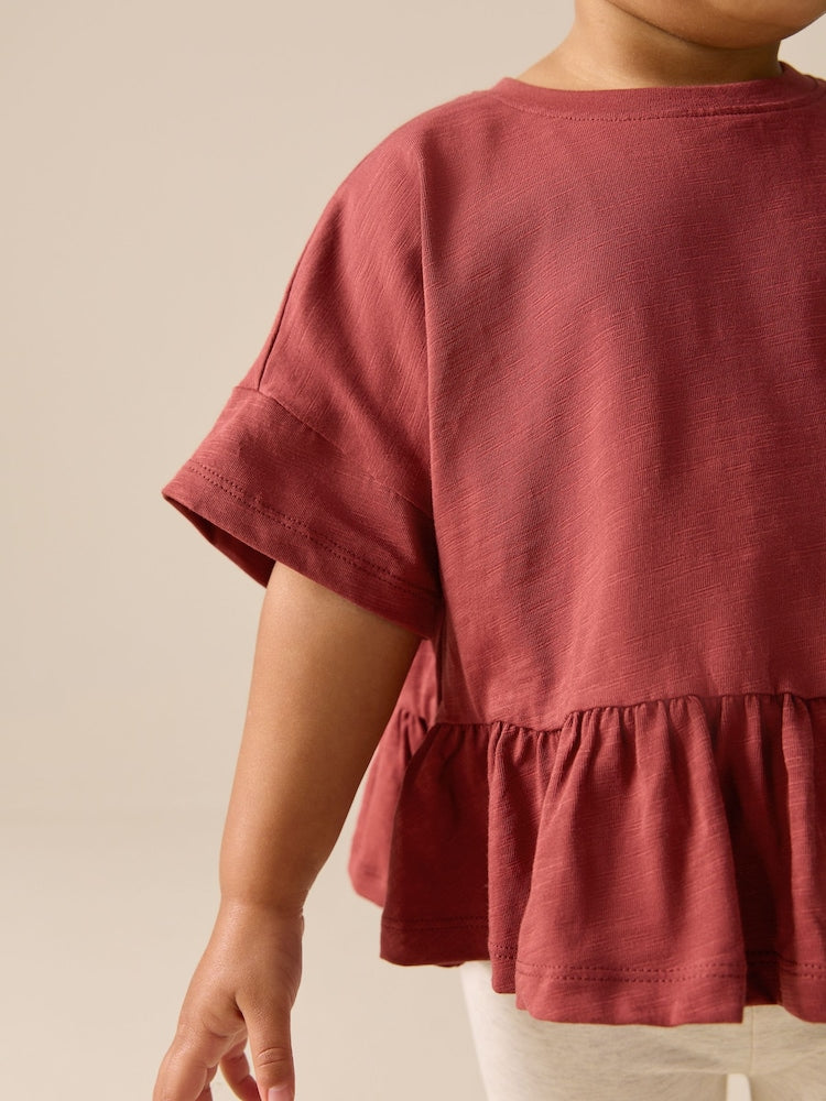 Rust Brown Short Sleeve Peplum T-Shirt (3mths-7yrs)