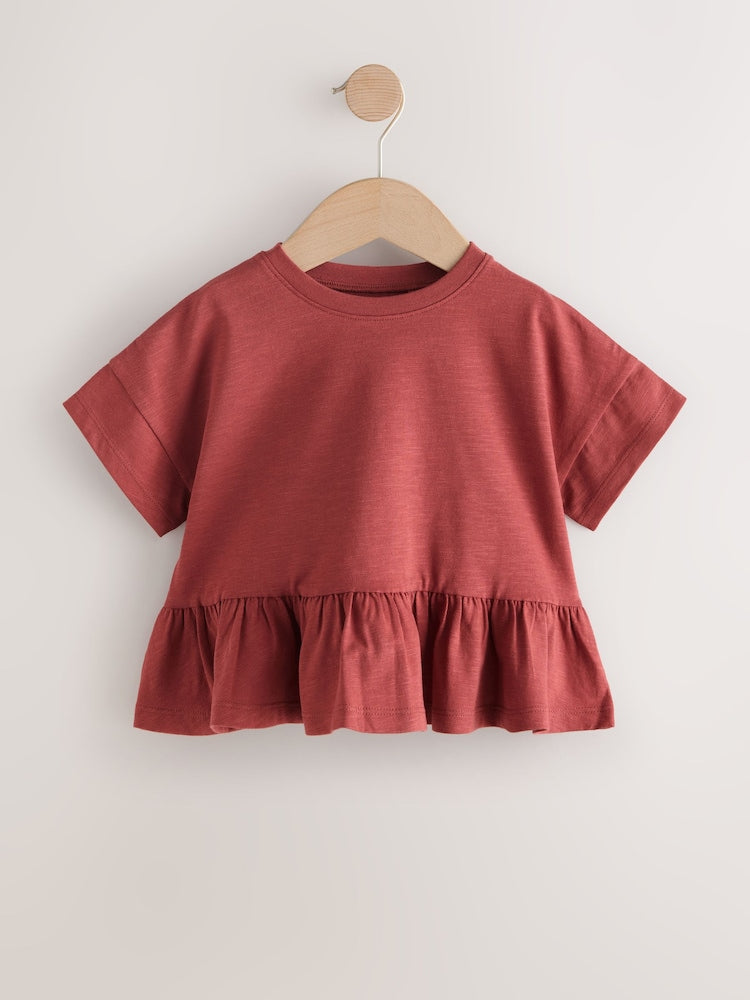 Rust Brown Short Sleeve Peplum T-Shirt (3mths-7yrs)