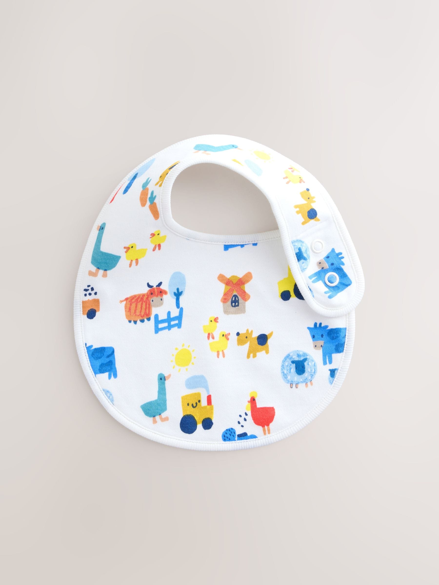 Multi Farm 5 Pack Baby Bibs - Size One