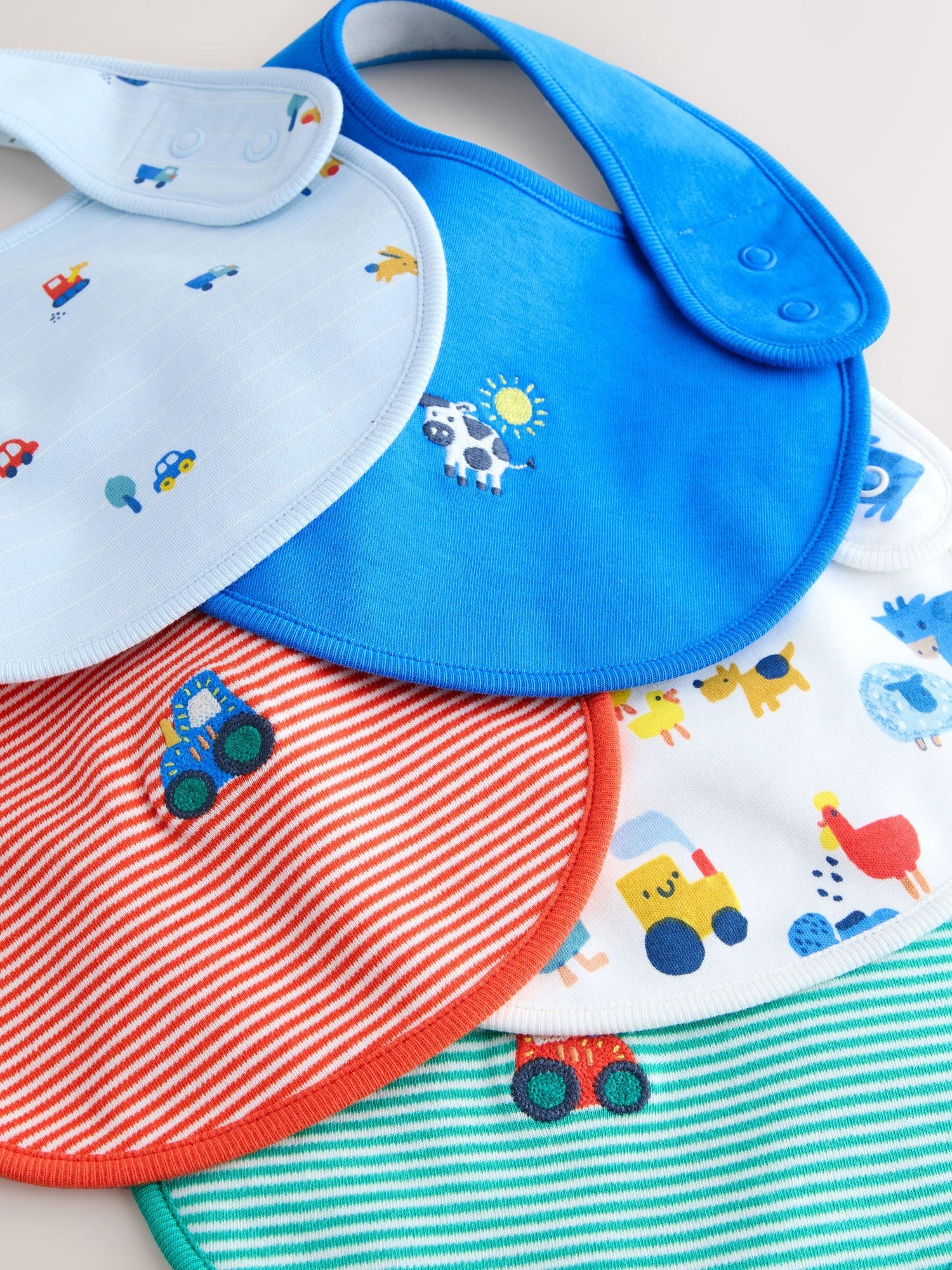 Multi Farm 5 Pack Baby Bibs - Size One