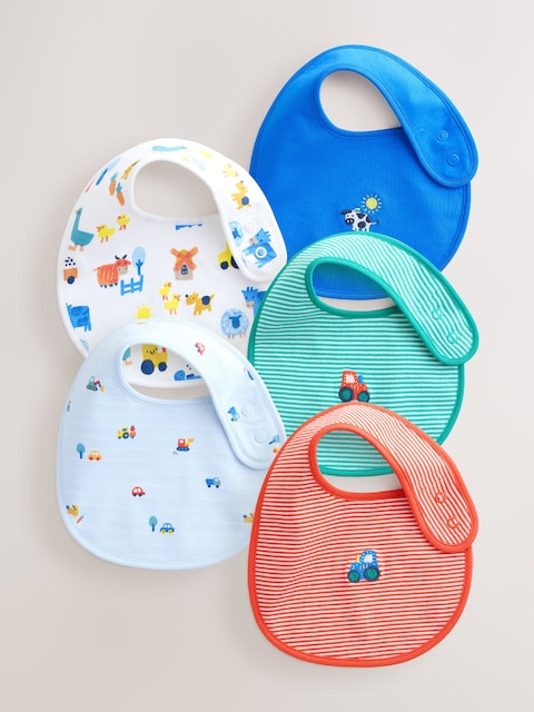 Multi Farm 5 Pack Baby Bibs - Size One