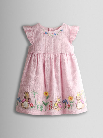 JoJo Maman Bébé Pink Flopsy Bunny Embroidered Dress &amp; Knicker Set