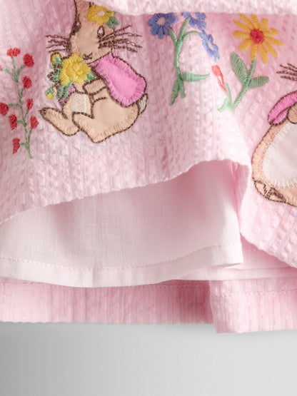 JoJo Maman Bébé Pink Flopsy Bunny Embroidered Dress &amp; Knicker Set