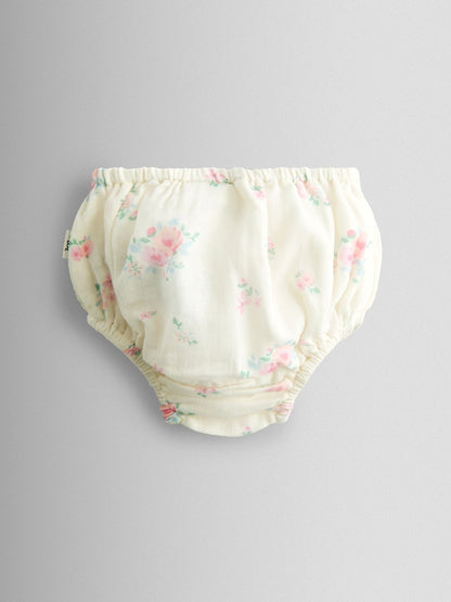 JoJo Maman Bébé Cream Floral Dress and Knicker Set