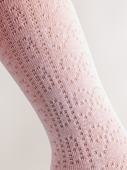 Baker by Ted Baker Pointelle Pink/White Tights 2 Pack - Size 12-18 Months (80-86cm)