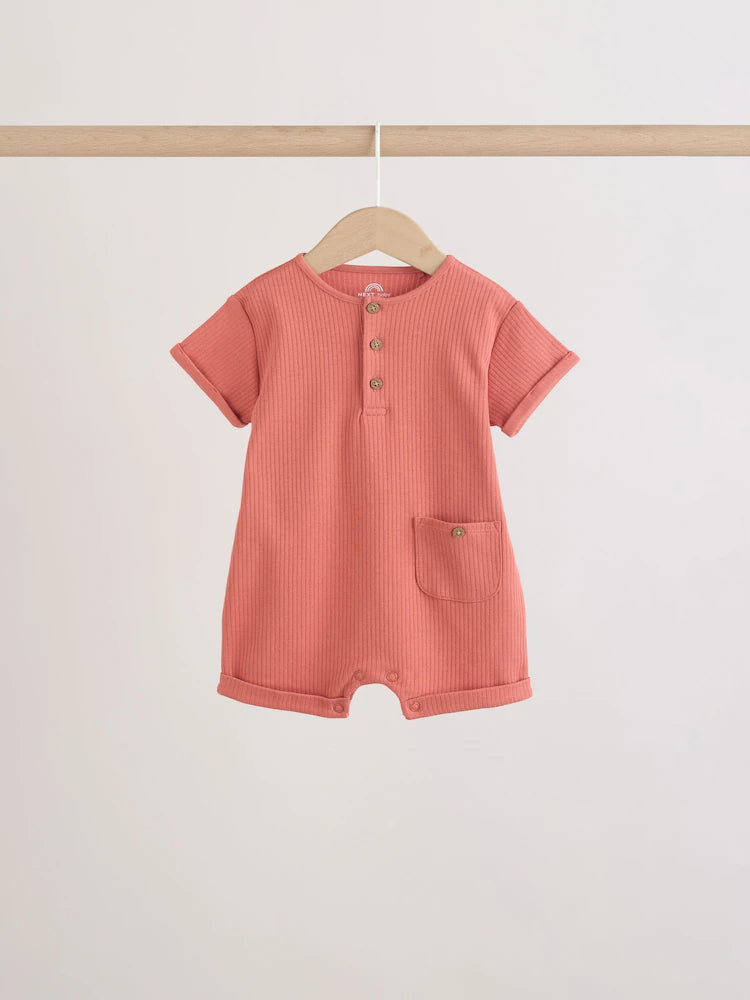 Orange Grandad Button Neck Baby Rompers 4 Pack
