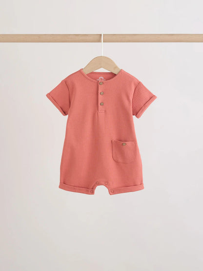 Orange Grandad Button Neck Baby Rompers 4 Pack