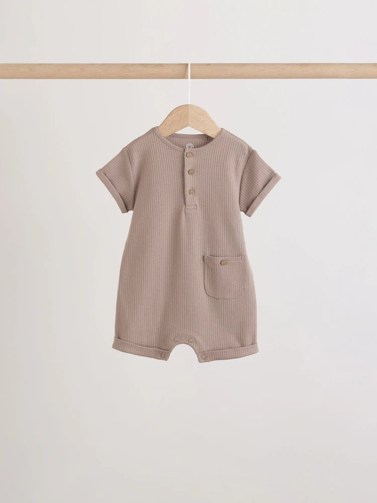 Orange Grandad Button Neck Baby Rompers 4 Pack