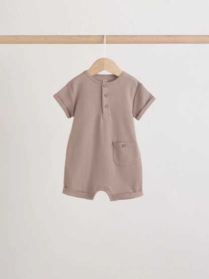 Orange Grandad Button Neck Baby Rompers 4 Pack
