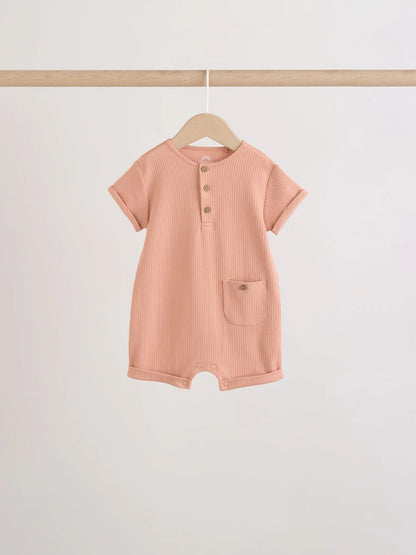 Orange Grandad Button Neck Baby Rompers 4 Pack