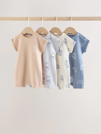 Blue/Neutral Milk Club Jersey Baby Rompers 4 Pack